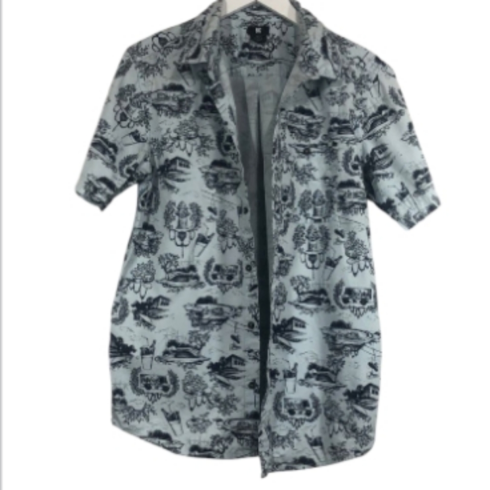 DC Black and White Casual Button Down Shirt